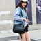 Fashion Women Crossbody Bag Black Soft Washed Leather Shoulder Bag Patchwor N3A9