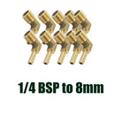 10x 1/4 BSP To 8mm Brass 90 Degree Male Elbow Barbed Hose Tail Pipe Fittings