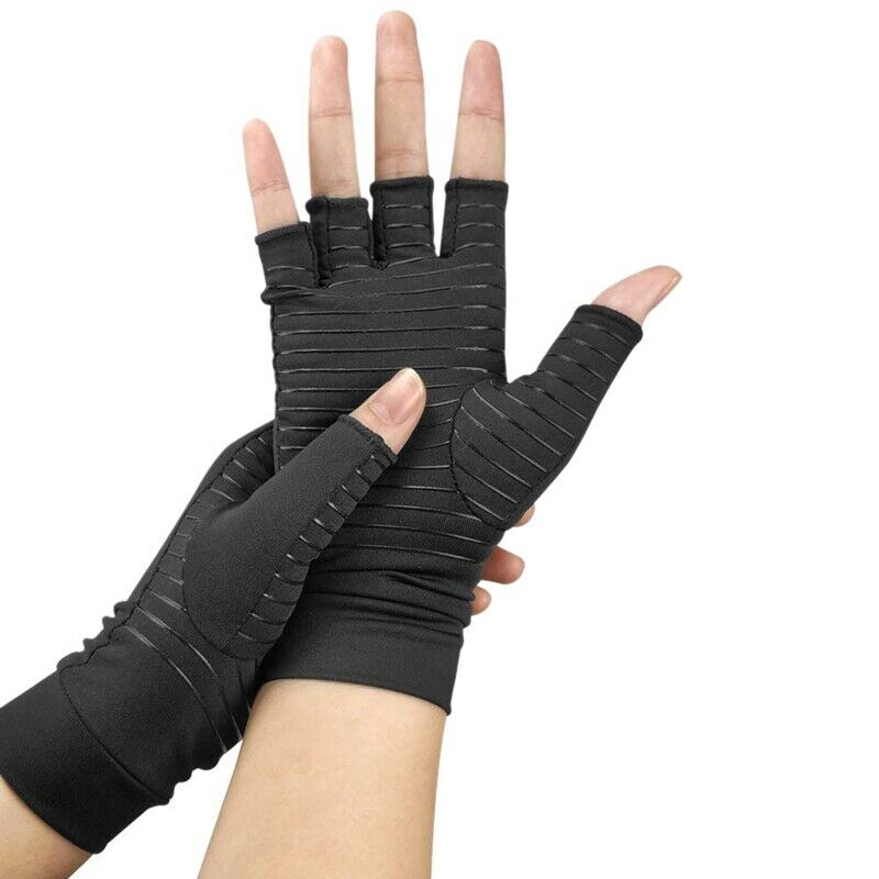 Copper Infused Compression Arthritis Gloves for Men & Women, Fingerless Car J7C2