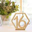 20pcs Hexagon 1-20 Wooden Table Numbers with Holder Base Wedding Table Dec3C