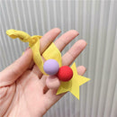 Star Pompom Hair Rope Women Ponytail Holder Elastic Rubber Bands (Yellow) A