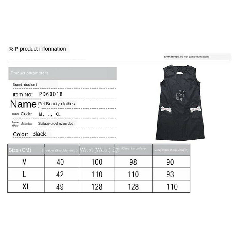Waterproof Sleeveless Pet Grooming Apron Lovely Pet Shop Workwear Smock L