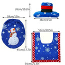 Blue Snowman Toilet Cover Seat Rug Pad Tank Lid Towel Cover Set (3pcs)