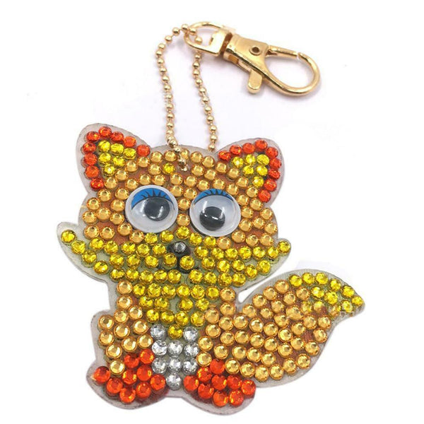 1pcs DIY Keychain Hand Made Diamond Painting Full Drill Pendants (Fox)