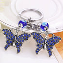 Trendy Evil Eye Cute Animal Crystal Keychain Bag Car Keyring (Butterfly)
