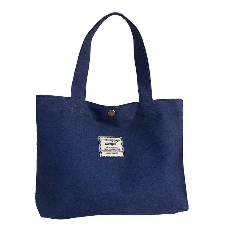 Women Travel Canvas Handbag Casual Letter Print Lunch Shopping Bag (Blue)