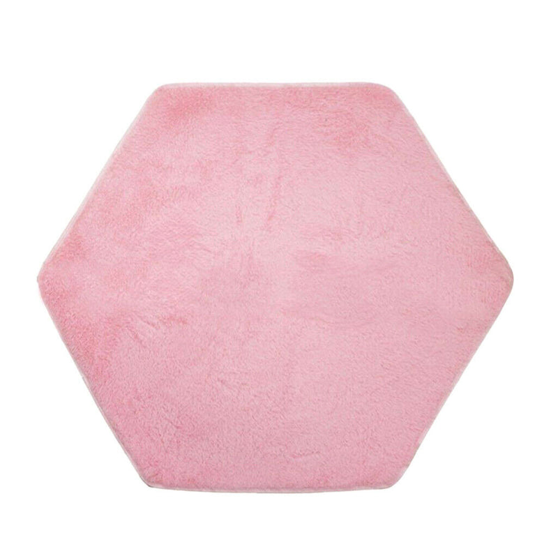 Plush Kids Tent Carpet Rug Play Mat Bedroom Cushion Blanket -Hexagonal Pink