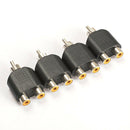 4PCS RCA AV Audio Splitter Adapter 1 Male to 2 Female Converter Connector