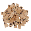 200x Heart Printed Wooden Blocks Puzzle Tile Plaque for Home Decoration 20mm