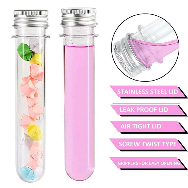 100Ml Plastic Test Tubes (25Pcs) With Cleaning Brush Transparent Storage Tu P5P2