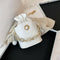 Alligator PU Women Drawstring Acrylic Chain Crossbody Shoulder Bag (White)