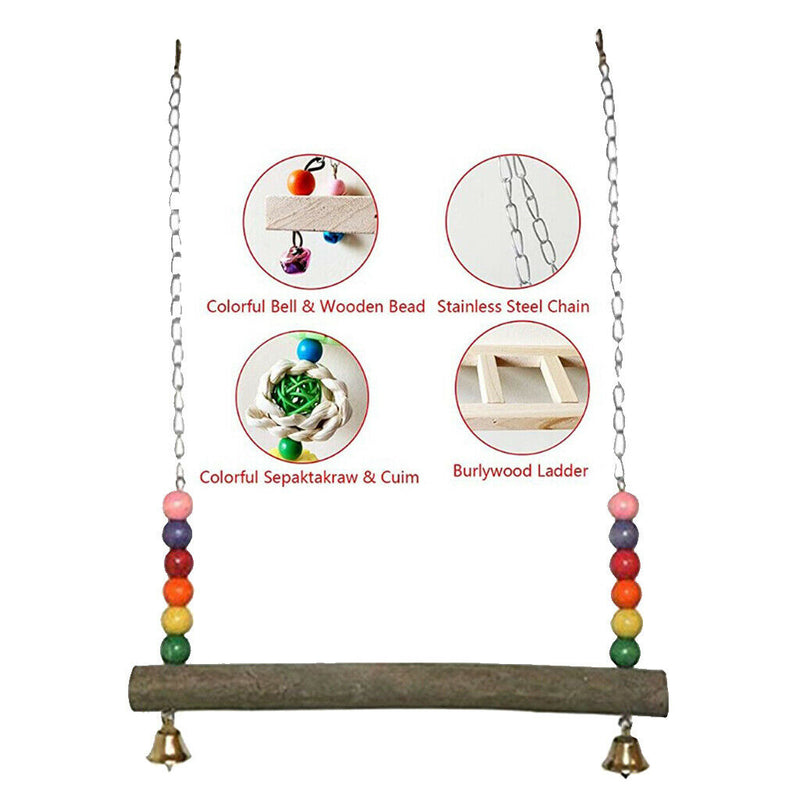 Handmade Chicken Swing Wooden Parrots Perch Stand Large Birds Parakeet