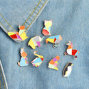 9PCS/Set Enamel Cartoon Animal Brooch Pin Shirt Collar Pin Gift Women Jewelry M&