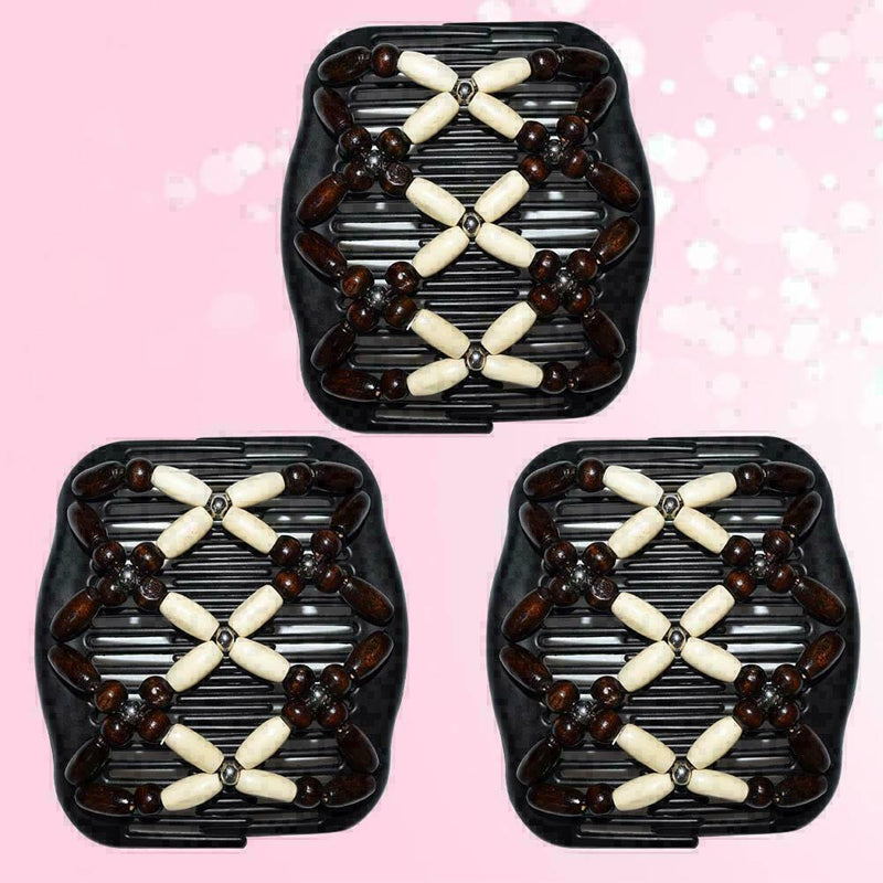 Handmade Magic Beads Double Hair Comb Stretchy Hair Combs Clips Elasticity W1R3