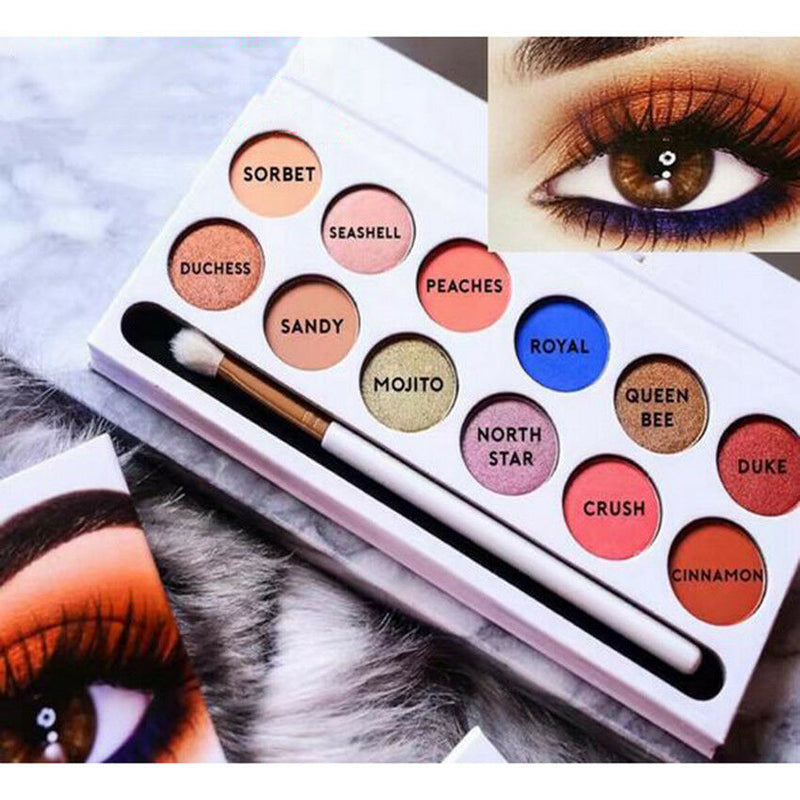 12 Colors Matte Shimmer Eyeshadow Eye Shadow Palette Makeup Cosmetic Set Brush