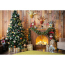 Photo Backdrop Christmas Tree Fireplace Plank Background Cloth for Video