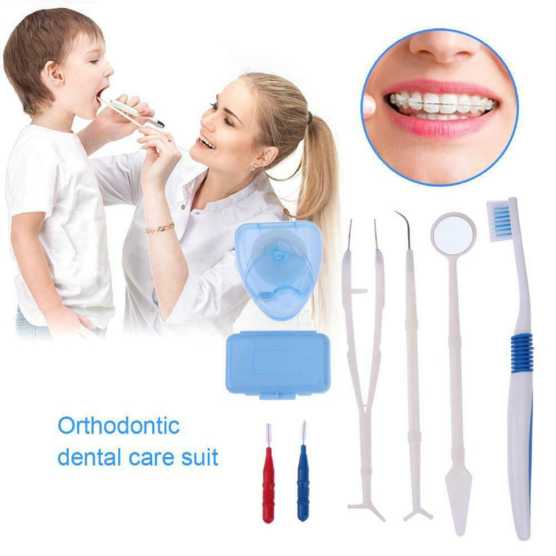 Professional Orthodontic Toothbrush Floss Brace Protect Wax Oral Care Kit A