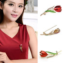 Wholesale Luxury Rhinestone Red Tulip Brooch Dripping Flower Brooch Accessories