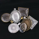 72pcs 3 Styles Round Oval Square Pendant Trays with Glass Cabochon Crafts D3C