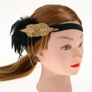 Great  Headpiece Black Feather Beads 1920s Flapper Charleston Headband