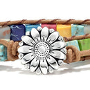 Bohemian 7 Chakra Natural Healing Stone Wrap Leather Bracelet for Women Bra