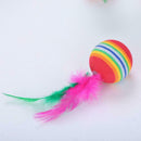 5pcs Cat Ball Toys With Feather Pets Kitten Teaser Interactive Funny Supply