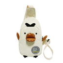 Cartoon Chicken Canvas Chest Bags Women Crossbody Shoulder Bags (White)