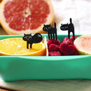 Black Cat Fruit Forks Cute Cartoon Plastic Fork Kitten Bento Decoration Label 3C