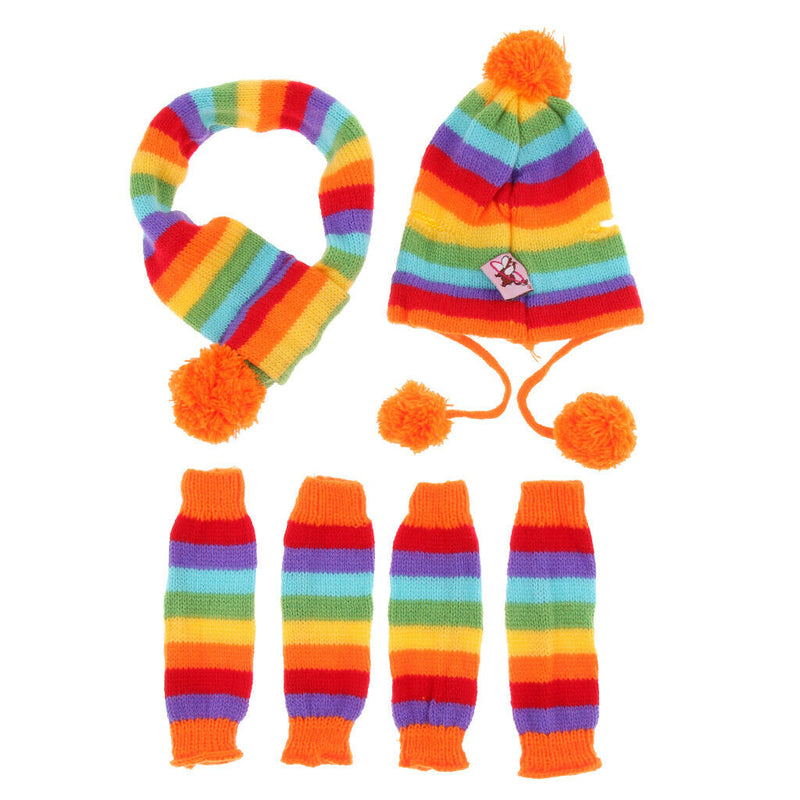 2 Set Pet Dog Puppy Warm Hats Scarf Socks, Soft Dog Coats Apparel, for Small