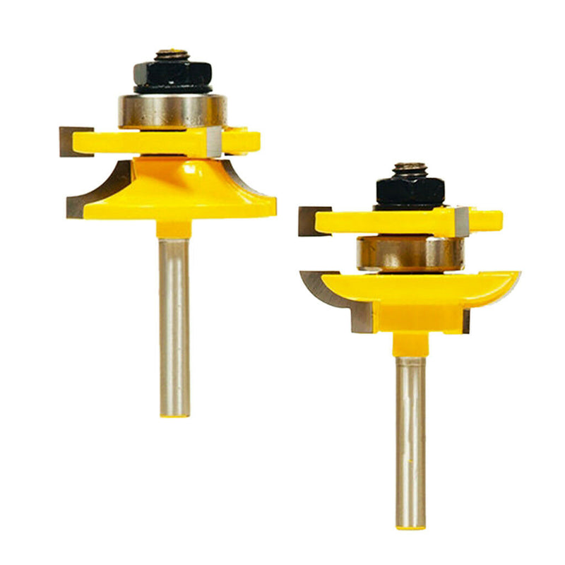 2Pcs Rail & Stile Router Bit Set - Shaker 1/4" Shank Cutter for Woodworking