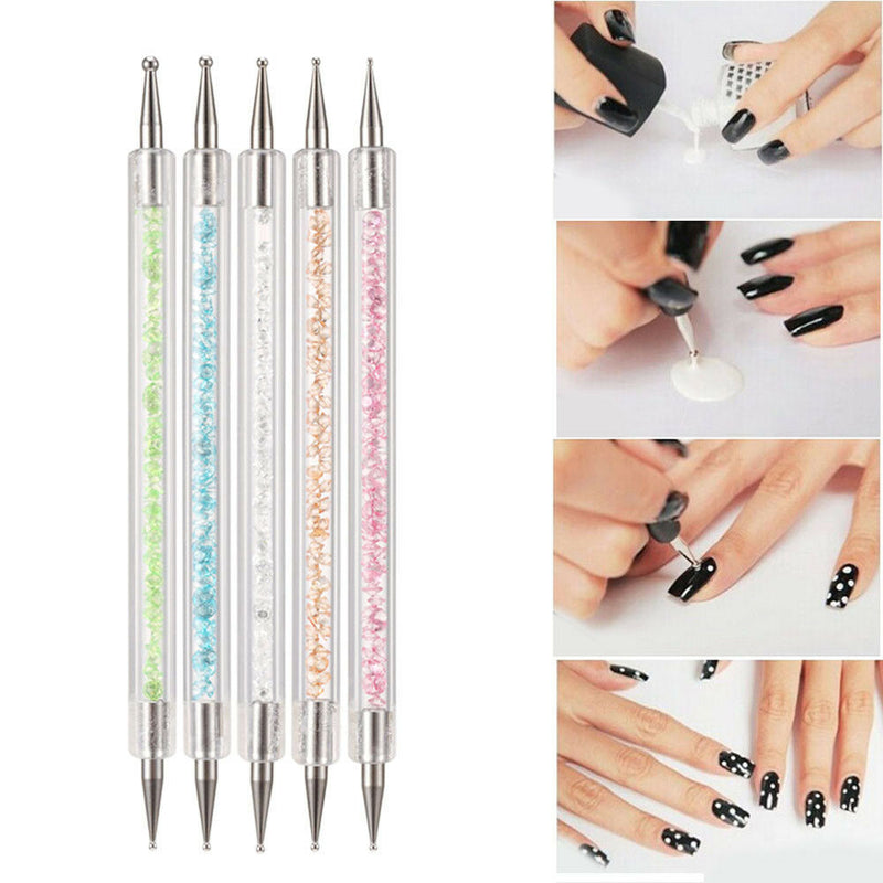 5pcs Crystal Nail Art Dotting Pen Double Head Tools DIY Nail Art Manicure Tool