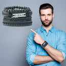 4pcs Retro Weave Bracelet Multilayer Leather Bangles Religious Jewelry Gift A