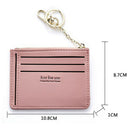 Short Leather ID Credit Card Holder Casual Wallets Coin Purse with Keychain