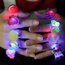 Novelty 10pcs LED Flashing Glow in Dark Finger Rings Party Favor Toys Kids Gifts