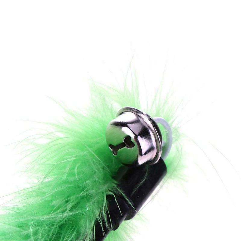 Pet Teaser Feathers Bell Stick Cats Catcher Interactive Wand Toys (Green)
