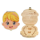 English/Spanish/French Language Wood Baby Girl Tooth Organizer Boxes Save D