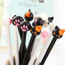 3x Cat Paw Head Gel Ink Roller Ball Point Pen Cute Gift School Office Stationery