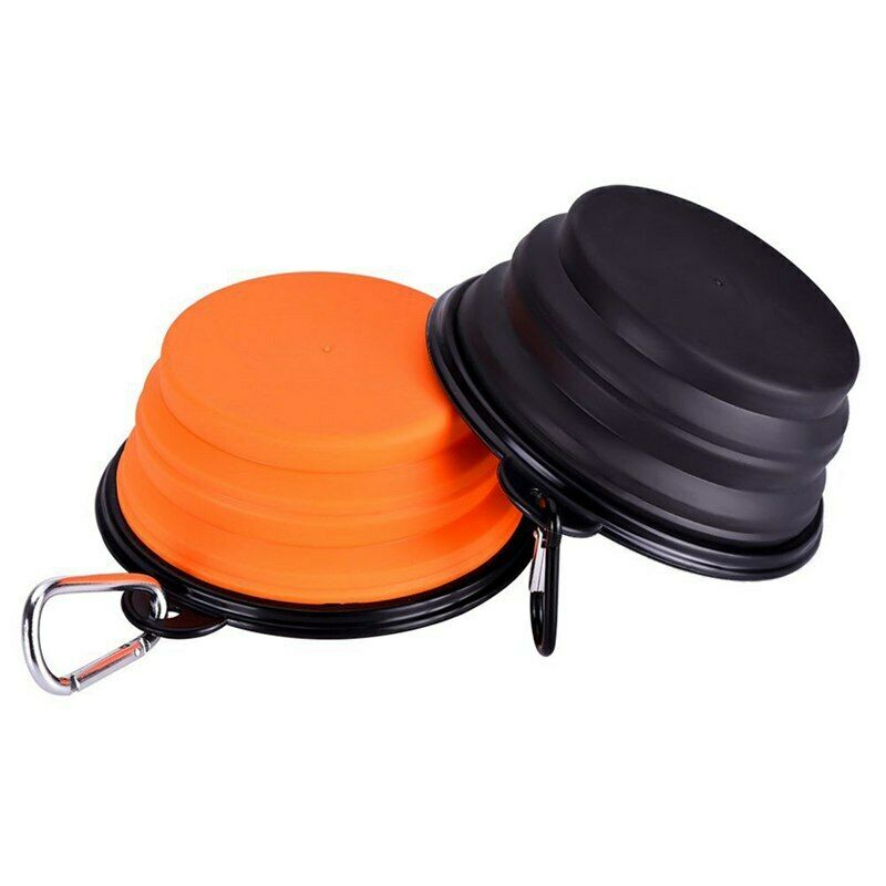 Collapsible Travel Silicone Dog Bowl Portable Pet Food Water Bowl, Set of 2 P1X2