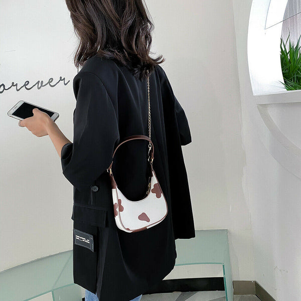 Flower Love Pattern Leather Shoulder Bag Women Chain Hobos Tote Handbag (S)