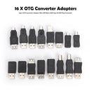 16pcs OTG Converter Adapters Plug Mini USB Micro USB USB2.0 Type-B Male Female