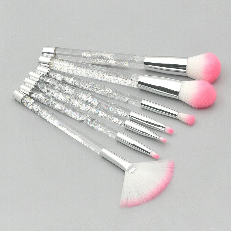 New 7Pcs Glitter Liquid Handle Makeup Brush Set Foundation Blending Power E L2M6