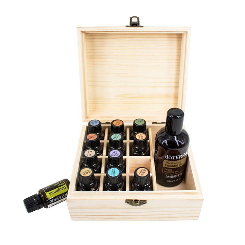 13 Slot Essential Oils Wood Wooden Storage Box 5/ 10/15/115ml Bottle Container