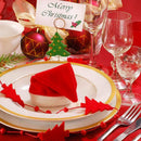 20 Pack Mini Santa Christmas Mats for Dining Table Cutlery Holder