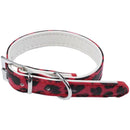 Adjustable PU leather Red Leopard collar for dogs cats size XS