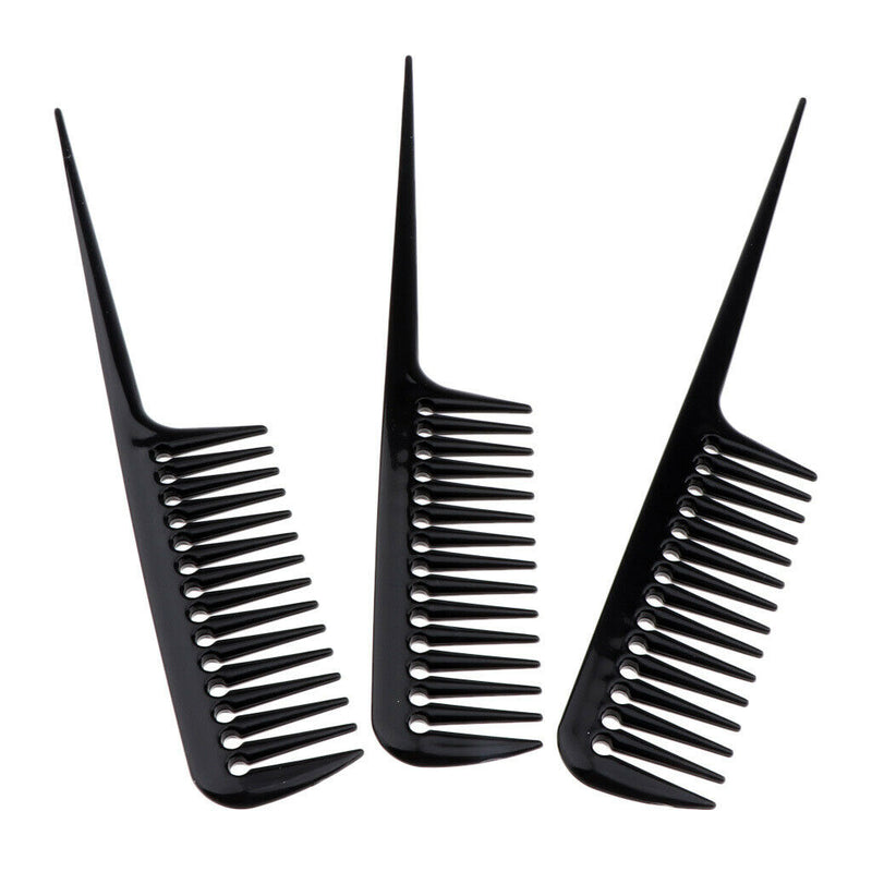 3Pcs Barber Plastic Hair Teasing Comb Lifting Back Combing Brush Rat Tail