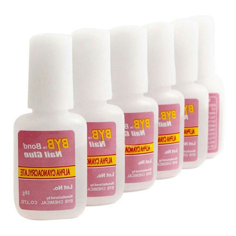 Nail Glue With Applicator Brush Clear Strong Adhesive Acrylic False Tips 10g Set