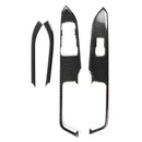 4Pcs Carbon Fiber Interior Door Window Lift Button Panel Decorative Frame C