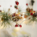 Red berry Christmas Garland Lights LED Copper Fairy lights Pinecone string  X1L5
