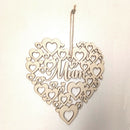 Wooden Sign Mum Letter, Hanging Plaque Mothers Day Gift, Heart Shape Wood Sign