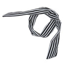Women Striped Print Fabric Coated Wire Hair Wrap Scarf Head Band White Blac Y2Y1